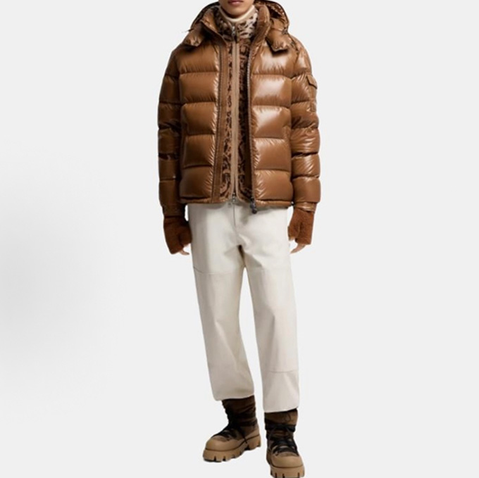 moncler maya hooded glossy down puffer jacket